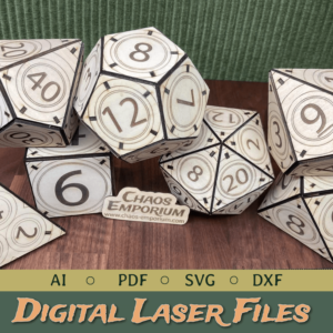 100mm Polyhedral Dice Shapes, Radial Corner Clips, Laser Cuttable Files
